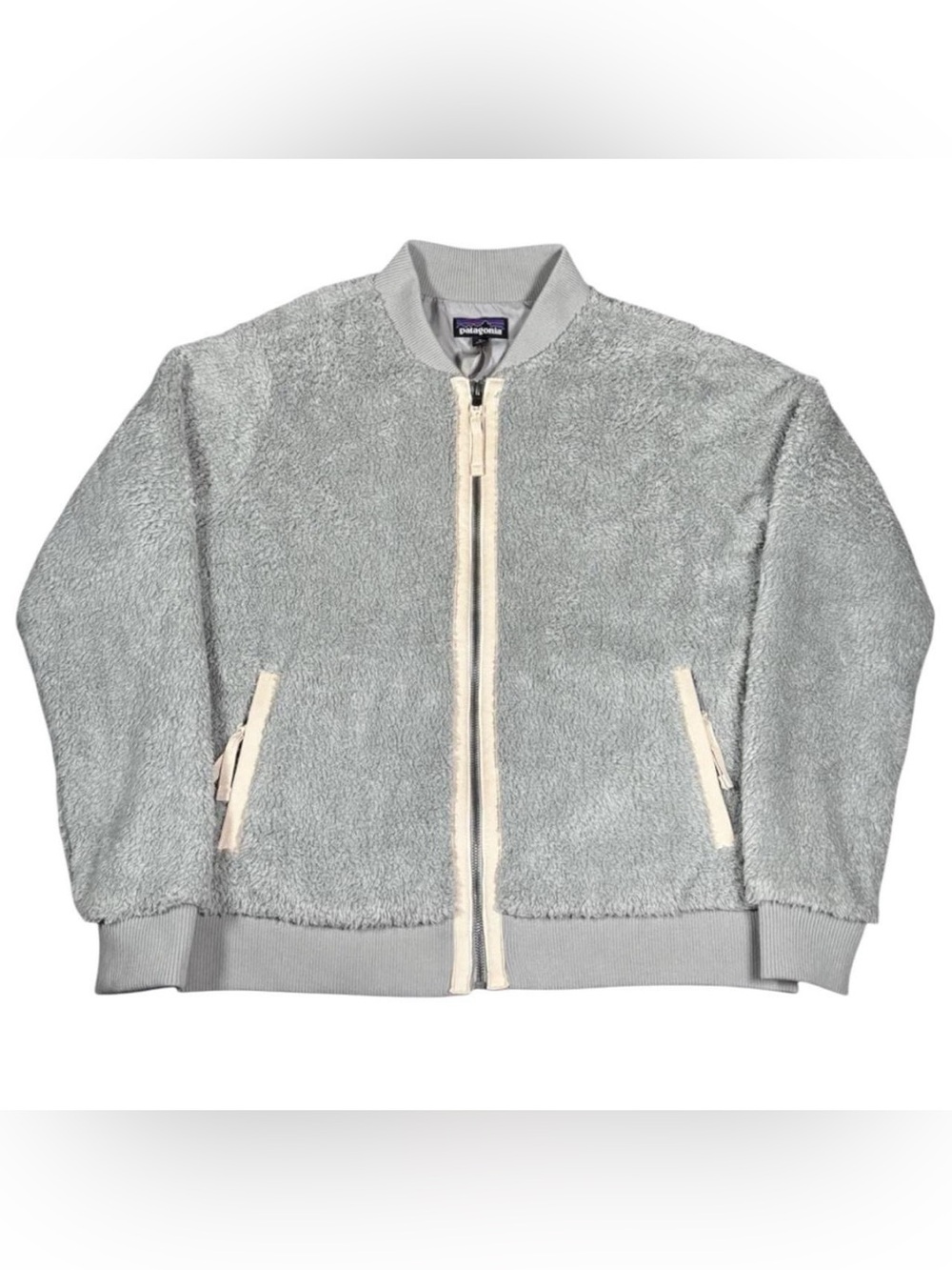 Patagonia Los Gatos Sherpa Fleece Bomber Full Zip Jacket Grey